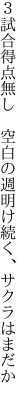 ３試合得点無し　空白の 週明け続く、サクラはまだか