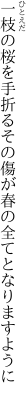 一枝の桜を手折るその傷が 春の全てとなりますように