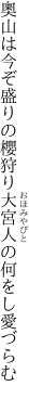 奧山は今ぞ盛りの櫻狩り 大宮人の何をし愛づらむ