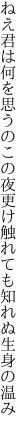 ねえ君は何を思うのこの夜更け 触れても知れぬ生身の温み