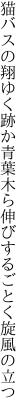 猫バスの翔ゆく跡か青葉木ら 伸びするごとく旋風の立つ