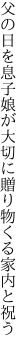 父の日を息子娘が大切に 贈り物くる家内と祝う