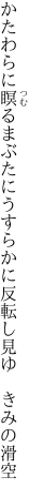 かたわらに瞑るまぶたにうすらかに 反転し見ゆ　きみの滑空