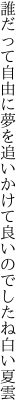誰だって自由に夢を追いかけて 良いのでしたね白い夏雲
