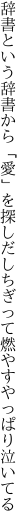 辞書という辞書から「愛」を探しだし ちぎって燃やすやっぱり泣いてる