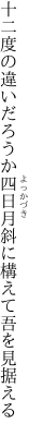 十二度の違いだろうか四日月 斜に構えて吾を見据える
