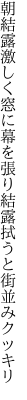 朝結露激しく窓に幕を張り 結露拭うと街並みクッキリ