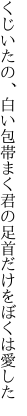 くじいたの、白い包帯まく君の 足首だけをぼくは愛した