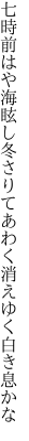七時前はや海眩し冬さりて あわく消えゆく白き息かな