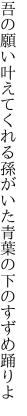 吾の願い叶えてくれる孫がいた 青葉の下のすずめ踊りよ