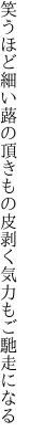 笑うほど細い蕗の頂きもの 皮剥く気力もご馳走になる