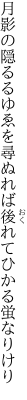 月影の隠るるゆゑを尋ぬれば 後れてひかる蛍なりけり