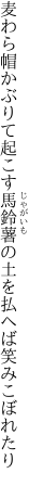 麦わら帽かぶりて起こす馬鈴薯の 土を払へば笑みこぼれたり