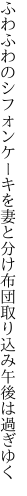 ふわふわのシフォンケーキを妻と分け 布団取り込み午後は過ぎゆく