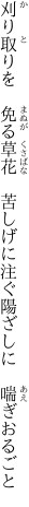 刈り取りを　免る草花　苦しげに 注ぐ陽ざしに　喘ぎおるごと