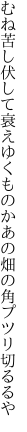 むね苦し伏して衰えゆくものか あの畑の角プツリ切るるや