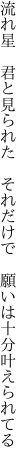 流れ星　君と見られた　それだけで 　願いは十分叶えられてる