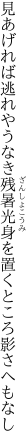 見あげれば逃れやうなき残暑光 身を置くところ影さへもなし