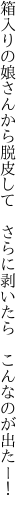 箱入りの娘さんから脱皮して　 さらに剥いたら　こんなのが出たー！