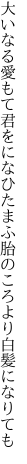 大いなる愛もて君をになひたまふ 胎のころより白髪になりても