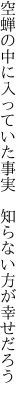 空蝉の中に入っていた事実　 知らない方が幸せだろう