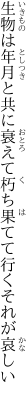 生物は年月と共に衰えて 朽ち果てて行くそれが哀しい