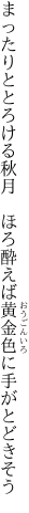 まったりととろける秋月　ほろ酔えば 黄金色に手がとどきそう