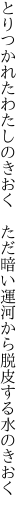 とりつかれたわたしのきおく　 ただ暗い運河から脱皮する水のきおく