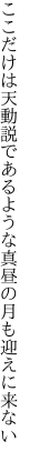 ここだけは天動説であるような 真昼の月も迎えに来ない