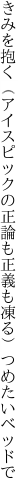 きみを抱く（アイスピックの正論も 正義も凍る）つめたいベッドで