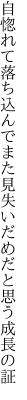 自惚れて落ち込んでまた見失い だめだと思う成長の証