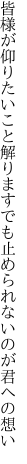 皆様が仰りたいこと解ります でも止められないのが君への想い