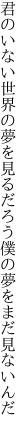 君のいない世界の夢を見るだろう 僕の夢をまだ見ないんだ