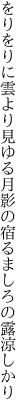 をりをりに雲より見ゆる月影の 宿るましろの露涼しかり