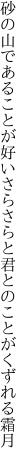 砂の山であることが好いさらさらと 君とのことがくずれる霜月