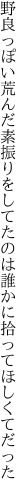 野良っぽい荒んだ素振りをしてたのは 誰かに拾ってほしくてだった