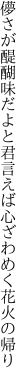 儚さが醍醐味だよと君言えば 心ざわめく花火の帰り