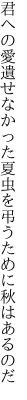 君への愛遺せなかった夏虫を 弔うために秋はあるのだ