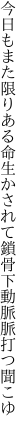 今日もまた限りある命生かされて 鎖骨下動脈脈打つ聞こゆ