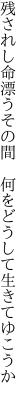 残されし命漂うその間  何をどうして生きてゆこうか