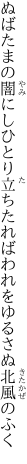 ぬばたまの闇にしひとり立ちたれば われをゆるさぬ北風のふく