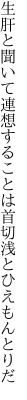 生肝と聞いて連想することは 首切浅とひえもんとりだ