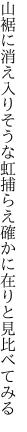 山裾に消え入りそうな虹捕らえ 確かに在りと見比べてみる