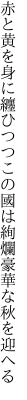 赤と黄を身に纏ひつつこの國は 絢爛豪華な秋を迎へる