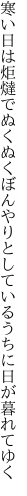 寒い日は炬燵でぬくぬくぼんやりと しているうちに日が暮れてゆく