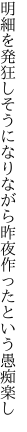 明細を発狂しそうになりながら 昨夜作ったという愚痴楽し