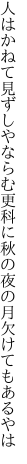 人はかねて見ずしやならむ更科に 秋の夜の月欠けてもあるやは