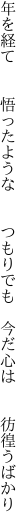 年を経て  悟ったような  つもりでも  今だ心は  彷徨うばかり