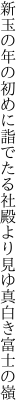 新玉の年の初めに詣でたる 社殿より見ゆ真白き富士の嶺