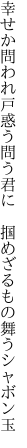 幸せか問われ戸惑う問う君に  掴めざるもの舞うシャボン玉